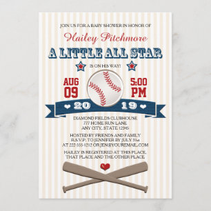 ALLE STAR BASEBALL BABY SHOWER INVITATION KAART