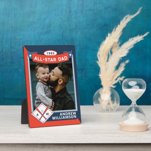 Alle Star Dad Custom Baseball Card Photo Keepomwil Fotoplaat (Zijkant)