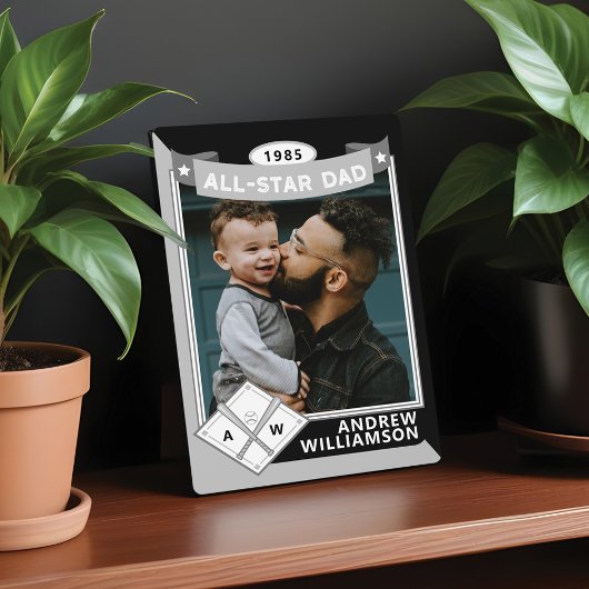 Alle Star Dad Custom Baseball Card Photo Keepomwil Fotoplaat