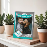 Alle Star Dad Custom Baseball Card Photo Keepomwil Fotoplaat<br><div class="desc">Een unieke en persoonlijke vaderdag gave voor je all-star vader die hij voor altijd zal koesteren. Speciaal gepersonaliseerd vaderdag fotobaseballkaartplaatje. Het plaatje is ontworpen om te lijken op een all-star baseball-kaart met een groot fotosjabloon om de foto van je all-star vader weer te geven. Aanpassen met de naam van vader,...</div>