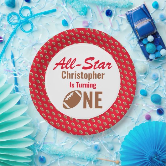 Alle Star-Football 1ste verjaardag Papieren Bordje (Feest)