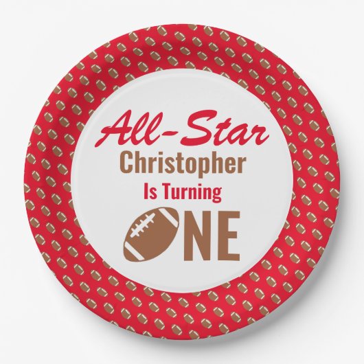Alle Star-Football 1ste verjaardag Papieren Bordje (Voorkant)