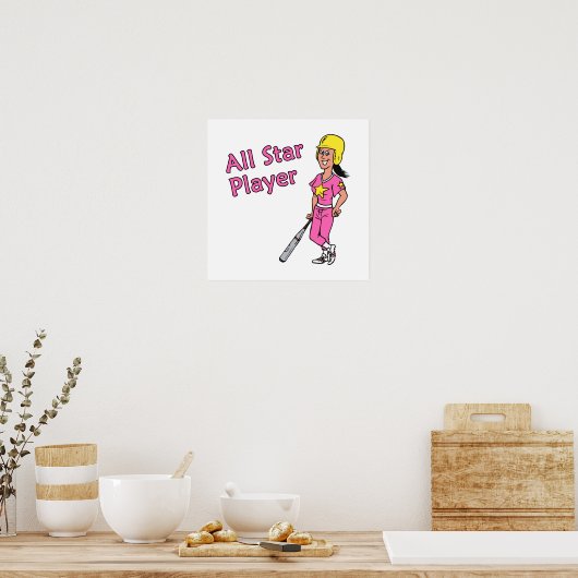 Alle Star Player - Meisje Poster (Keuken)
