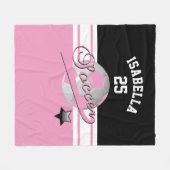 Alle Star Soccer | Roze Fleece Deken (Voorkant (Horizontaal))