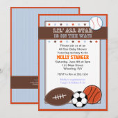 Alle Star Sport Baby shower Uitnodiging (Voorkant / Achterkant)