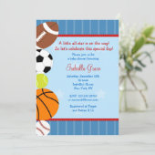 Alle Star Sport Baby shower Uitnodiging (Staand voorkant)
