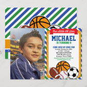 Alle Star Sport Birthday Party Fotouitnodiging Kaart (Voorkant / Achterkant)