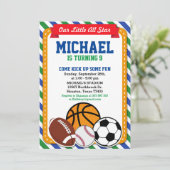 Alle Star Sport Birthday Party Uitnodiging (Staand voorkant)