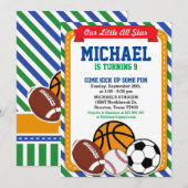 Alle Star Sport Birthday Party Uitnodiging (Voorkant / Achterkant)