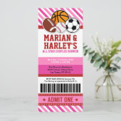 Alle Star Sport Couples Baby shower Uitnodiging (Staand voorkant)