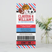 Alle Star Sport Couples Baby shower Uitnodiging (Staand voorkant)