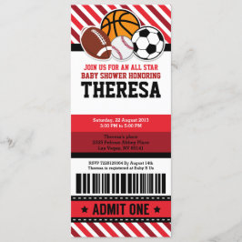 Alle Star Sport Ticket Pass Baby shower Kaart