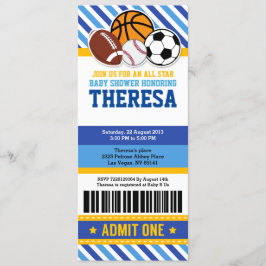 Alle Star Sport Ticket Pass Baby shower Kaart