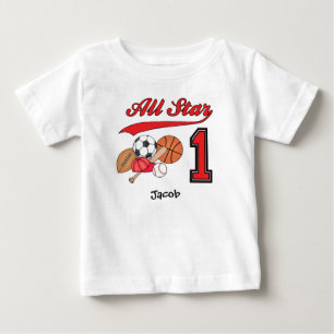Alle Star Sports 1st Birthday Baby T-Shirt