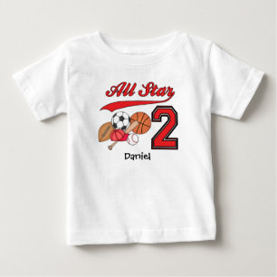 Alle Star Sports 2e verjaardag Baby T-Shirt