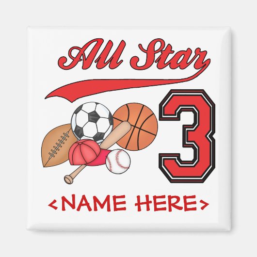 Alle Star Sports 3rd Birthday Magneet (Voorkant)