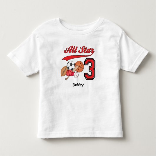 Alle Star Sports 3rd Birthday Toddler T-shirt (Voorkant)