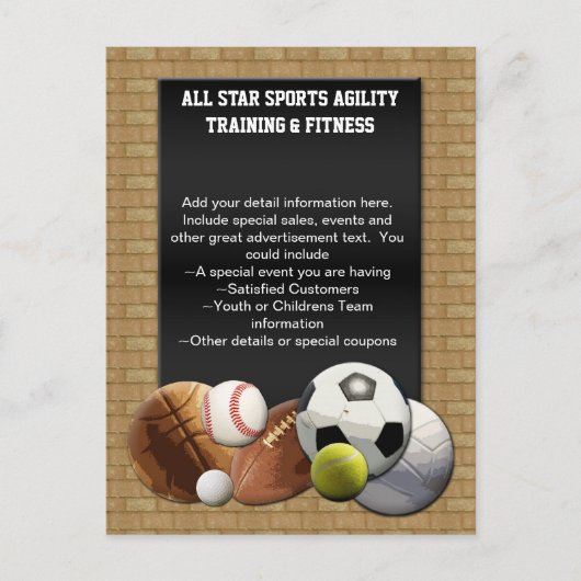 Alle Star Sports Balls met Brick Wall Briefkaart (Voorkant)