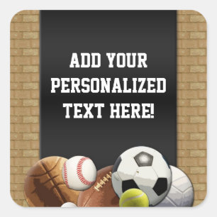 Alle Star Sports Balls met Brick Wall Vierkante Sticker