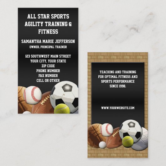 Alle Star Sports Balls met Brick Wall Visitekaartje (Voorkant / Achterkant)