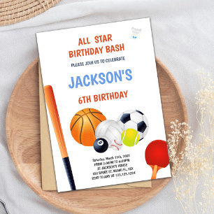 Alle Star Sports Birthday-uitnodigingen Kaart