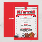 Alle Star Sports Red Trading Card Bar Mitzvah Kaart (Voorkant / Achterkant)