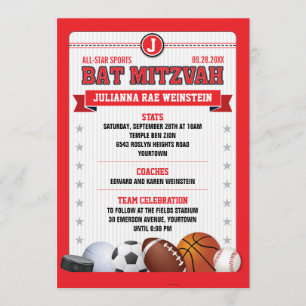 Alle Star Sports Red Trading Card Bat Mitzvah Kaart