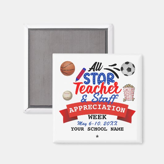 Alle Star Teacher Appreciance Week School Name Magneet (Voorkant / Achterkant)