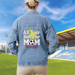 Alle Star Voetbal Moeder Grappig Voetbal Moeder Denim Jacket