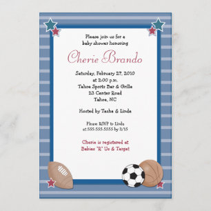 Alle Stars Sports Baby shower Invitation 5 x 7 Kaart
