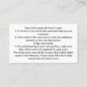 Alle Stemmen tellen Visitekaartjes met Stemtips (Achterkant)