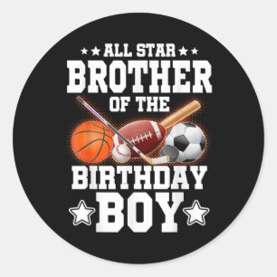 Alle sterren broer van de verjaardag jongen basket ronde sticker
