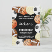 Alle sterren Sports Birthday Uitnodigingen (Staand voorkant)