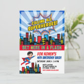 Alle Super Heroes Uitnodiging voor verjaardag (Staand voorkant)