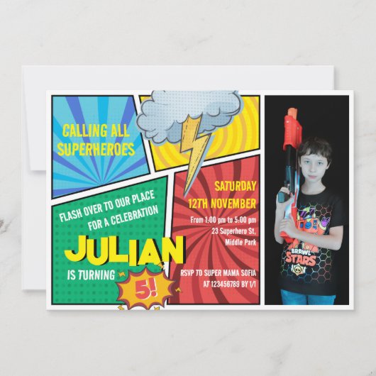 Alle Superhelden Comic Book 5e verjaardag Kaart (Voorkant)