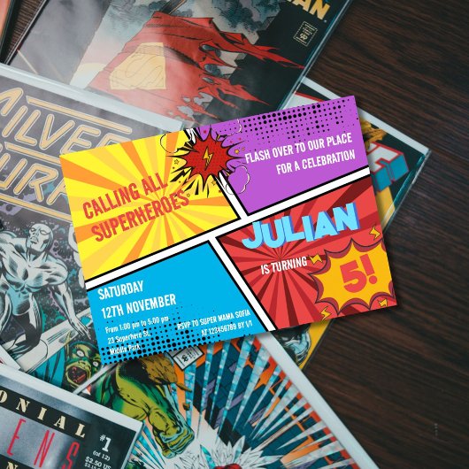 Alle Superhelden Comic Kids Verjaardag Kaart