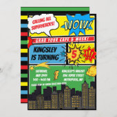 Alle Superhelden roepen! strips verjaardagsfeestje Kaart (Voorkant / Achterkant)