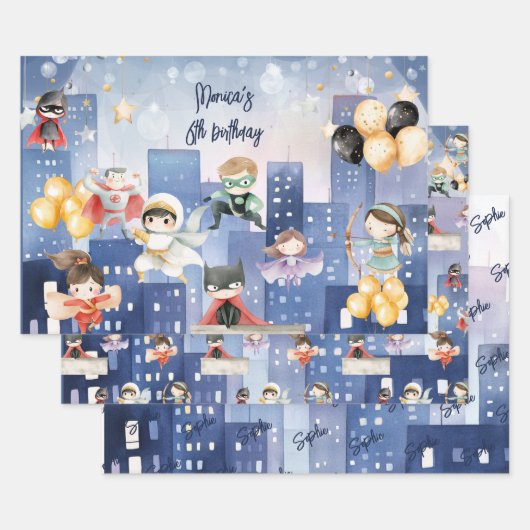 Alle superhelden zijn jarig inpakpapier vel (Set)