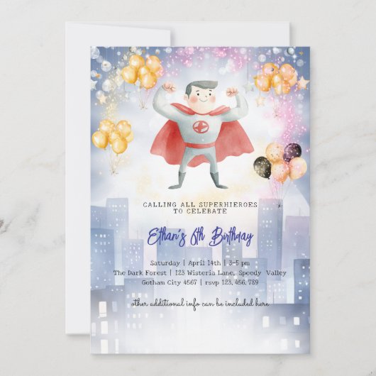 Alle superhelden zijn jarig kaart (Voorkant)