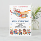 Alle Superheroes Uitnodiging voor verjaardag (Staand voorkant)