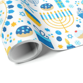 Alle Symbolen van Hanukkah Cadeaupapier