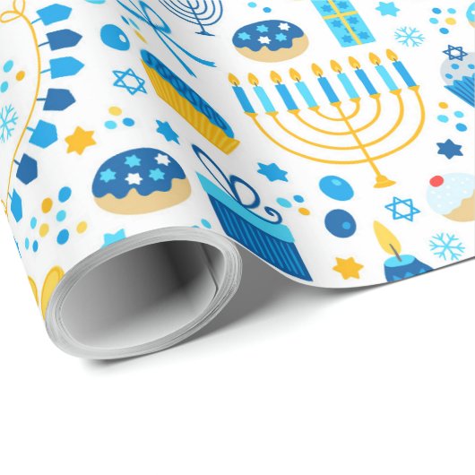 Alle Symbolen van Hanukkah Cadeaupapier (Rol Hoek)