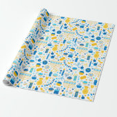 Alle Symbolen van Hanukkah Cadeaupapier (Uitgerold)