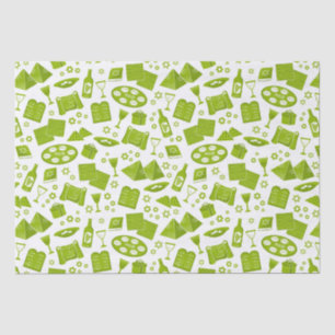 Alle symbolen voor passover in groen tissuepapier