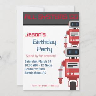 Alle systemen gaan naar Robot Birthday Kaart