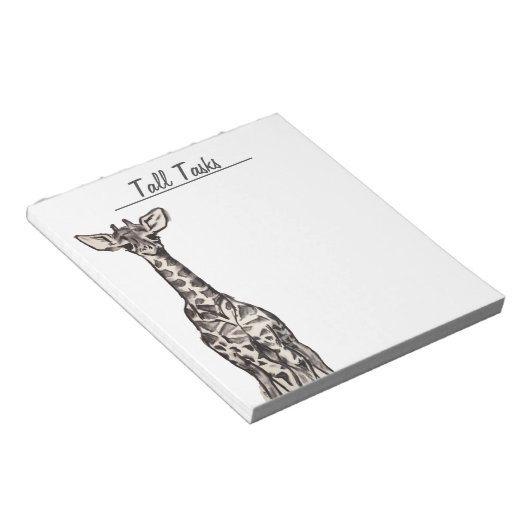 Alle taken - Giraffe om notitieblok van een lijst  (Schuin)