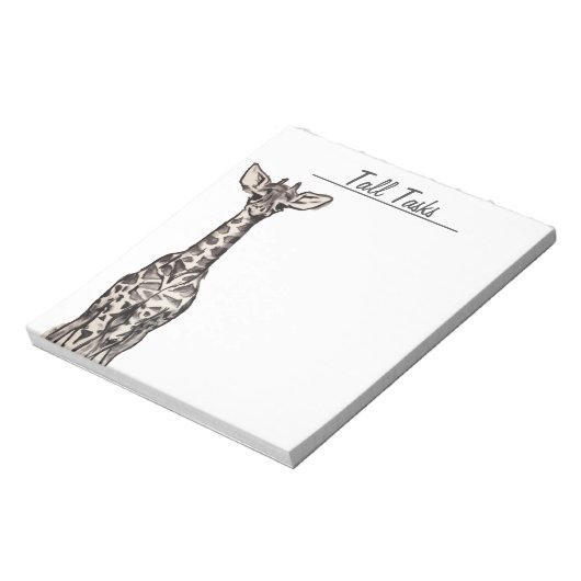 Alle taken - Giraffe om notitieblok van een lijst  (Linkerzijde)