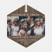 Alle tekst 3 Foto Merry & Married Rustic Faux Hood Glas Ornament (Achterkant)