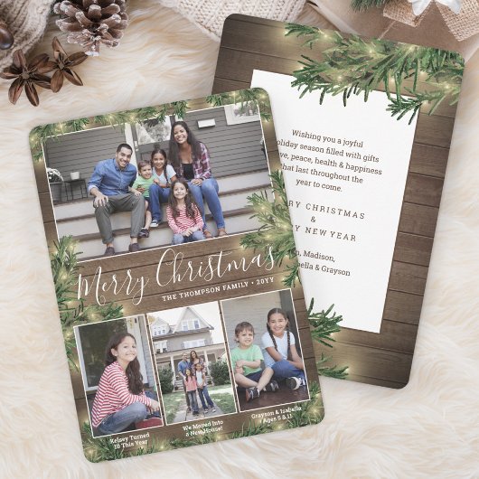 Alle tekst 4 Foto's en onderschriften ・ Hout, Pine Feestdagenkaart