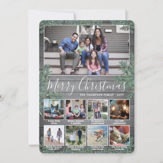 Alle tekst 9 Fotocollage & onderschriften hout en  Feestdagenkaart (Voorkant)